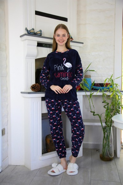 Moda Çizgi Welsoft Polar Kadın Pijama Takımı 8505 - Thumbnail