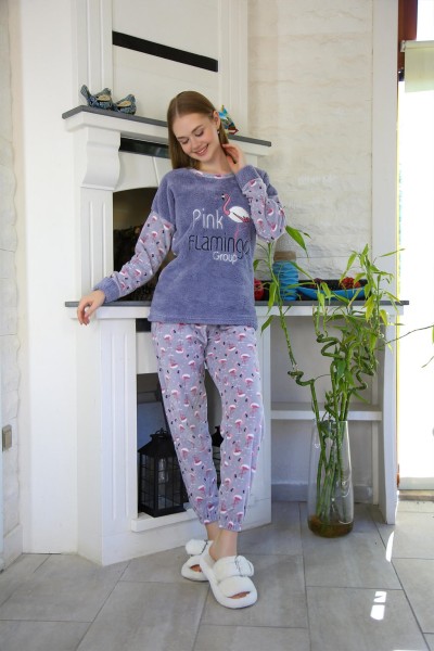 Moda Çizgi Welsoft Polar Kadın Pijama Takımı 8506 - Thumbnail
