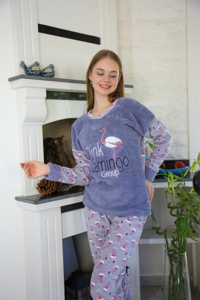 Moda Çizgi Welsoft Polar Kadın Pijama Takımı 8506 - Thumbnail