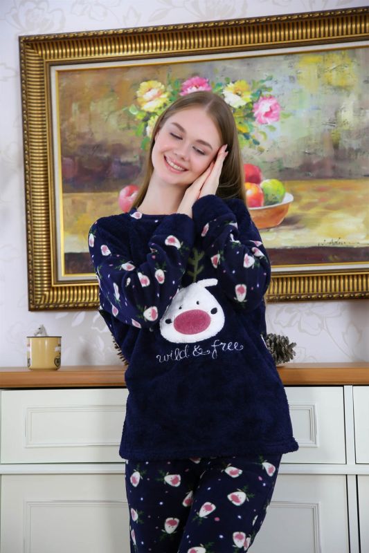 Moda Çizgi Welsoft Polar Kadın Pijama Takımı 8508 - 2