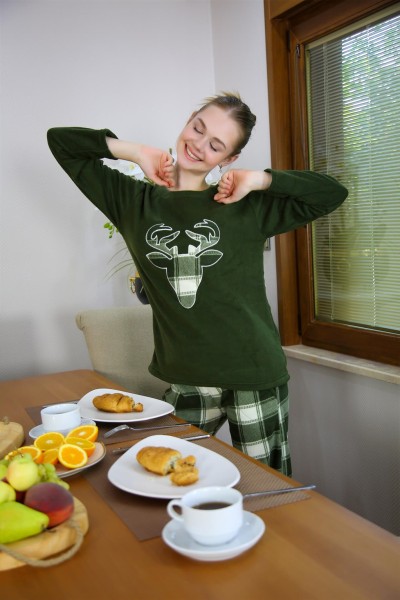Moda Çizgi Welsoft Polar Kadın Pijama Takımı 8510 - Thumbnail