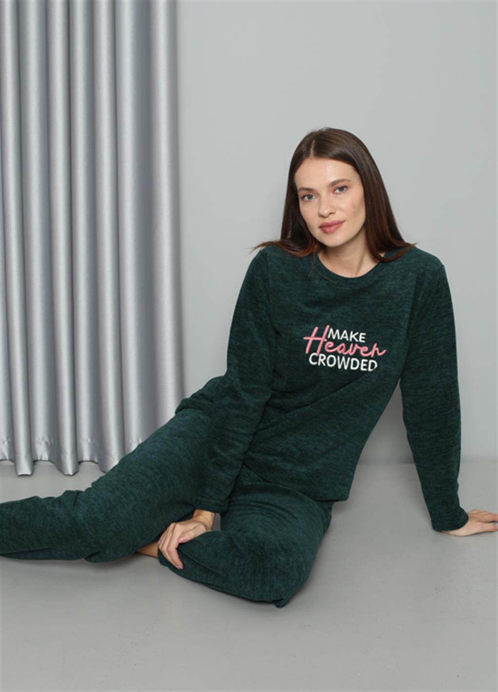 Moda Çizgi Welsoft Polar Kadın Pijama Takımı 8516 - 2XL | Petrol 