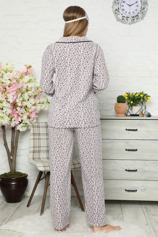 Moda Çizgi Polar Kadın Pijama Takımı - 3