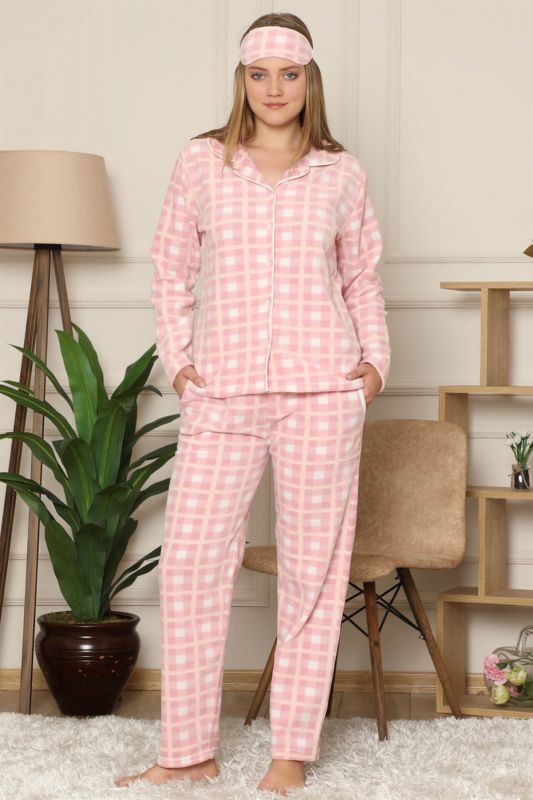 Moda Çizgi Polar Kadın Pijama Takımı - 2