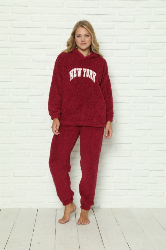 Moda Çizgi Welsoft Fleece Plush Women's Pajama Set 9060 - 1