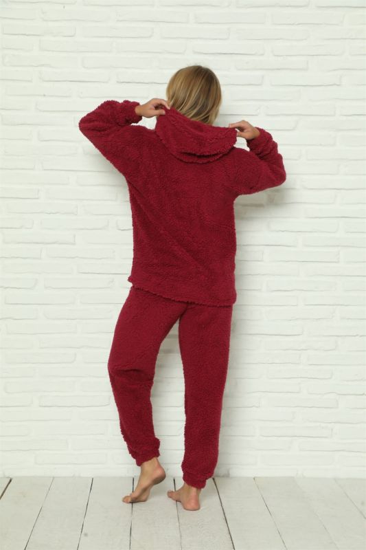Moda Çizgi Welsoft Fleece Plush Women's Pajama Set 9060 - 3