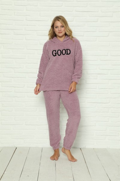 Moda Çizgi Welsoft Polar Peluş Kadın Pijama Takımı 9061 - Thumbnail