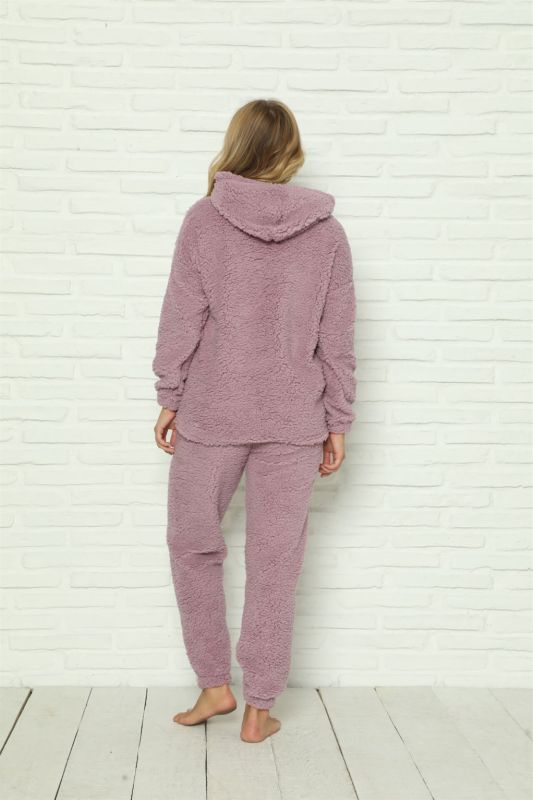 Moda Çizgi Welsoft Fleece Plush Women's Pajama Set 9061 - 3