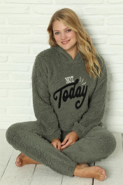 Moda Çizgi Welsoft Polar Peluş Kadın Pijama Takımı 9062 - Thumbnail