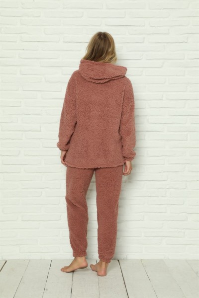 Moda Çizgi Welsoft Polar Peluş Kadın Pijama Takımı 9063 - Thumbnail