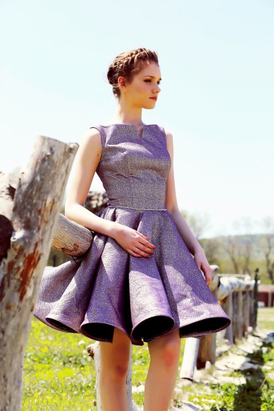 Purple-Silver Short Evening Dress N48257 - 2