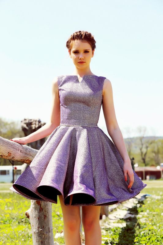 Purple-Silver Short Evening Dress N48257 - 5