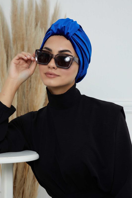 Ön Kemer Detaylı Kadife Bone,B-68K Saks - 5