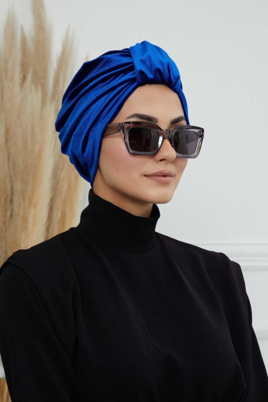 Ön Kemer Detaylı Kadife Bone,B-68K Saks - 8