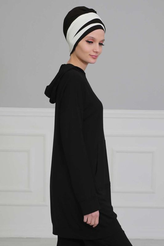 Önden Cepli Penye Sweatshirt,SW-1KPN Siyah - 1