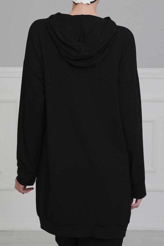 Önden Cepli Penye Sweatshirt,SW-1KPN Siyah - 4