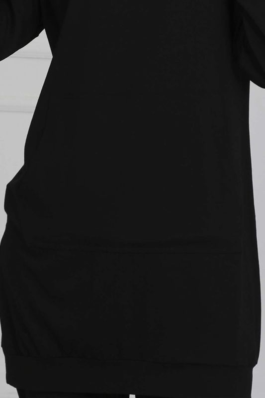 Önden Cepli Penye Sweatshirt,SW-1KPN Siyah - 5