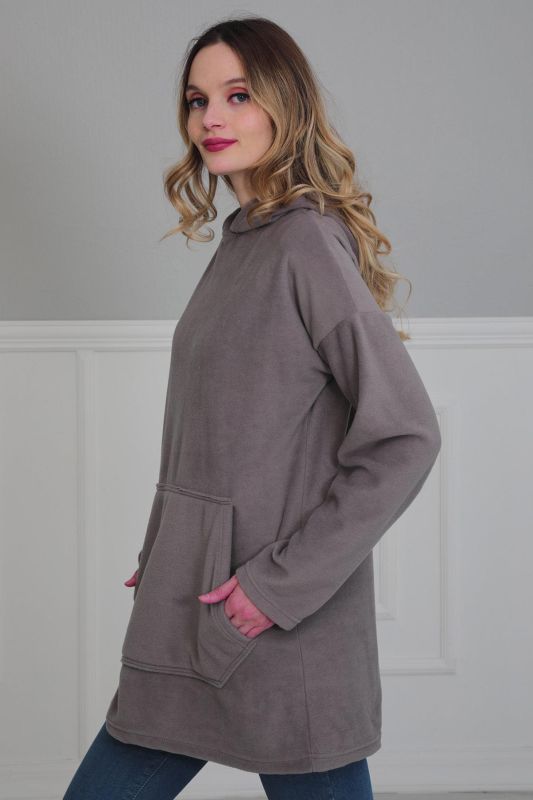 Önden Cepli Polar Sweatshirt,SW-1PL Gri - 2