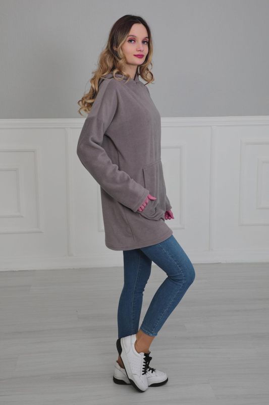 Önden Cepli Polar Sweatshirt,SW-1PL Gri - 3