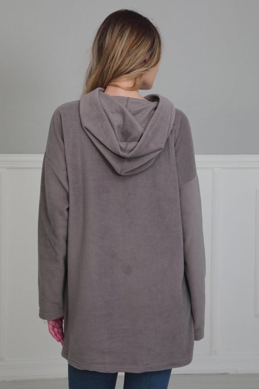 Önden Cepli Polar Sweatshirt,SW-1PL Gri - 4