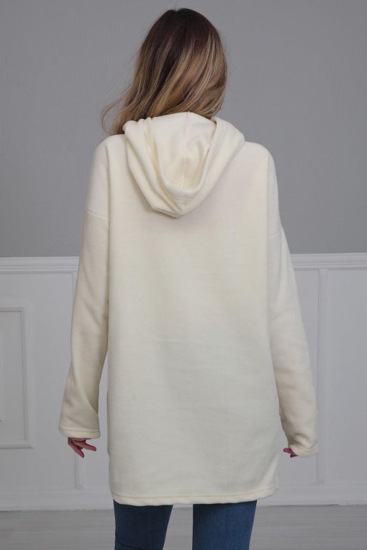Önden Cepli Polar Sweatshirt,SW-1PL Krem - 6