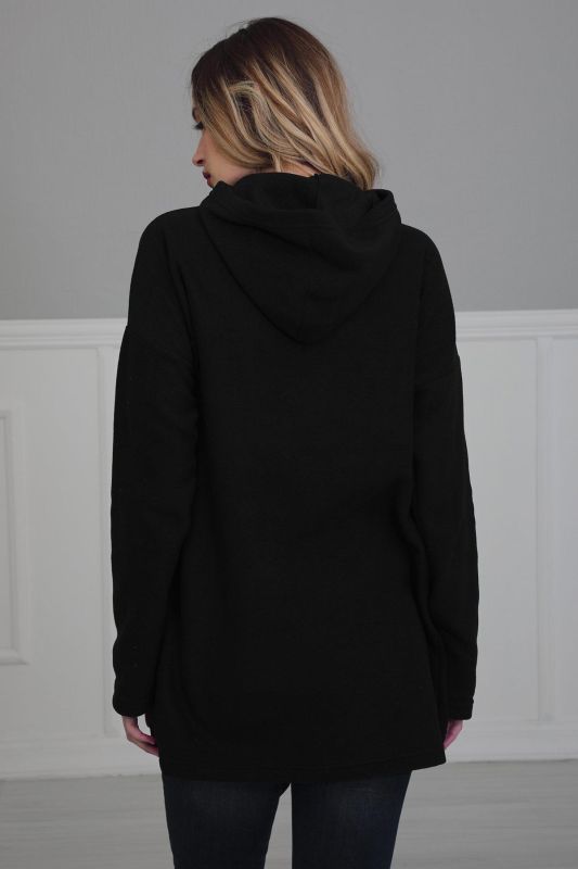 Önden Cepli Polar Sweatshirt,SW-1PL Siyah - 4