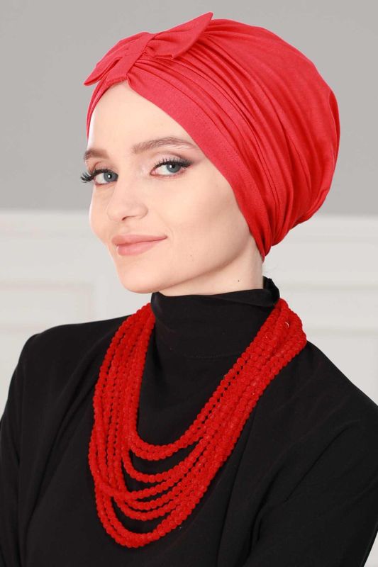 Önden Fiyonklu Bone,B-7 Kırmızı - 2