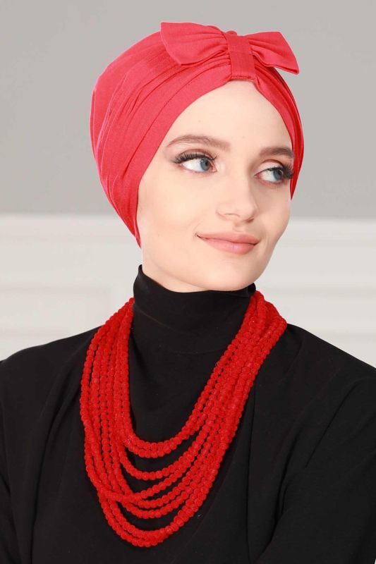 Önden Fiyonklu Bone,B-7 Kırmızı - 3