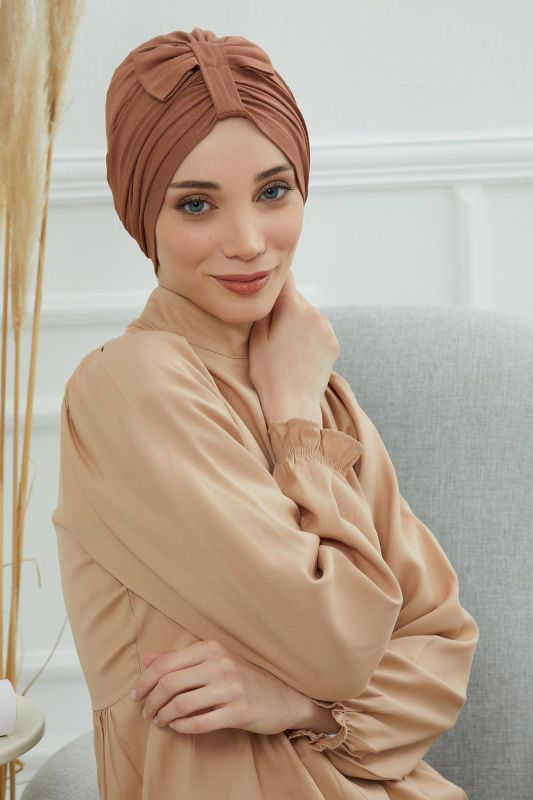 Önden Fiyonklu Bone,B-7 Koyu Kahverengi - 1