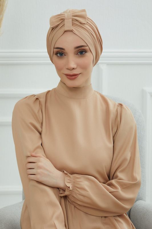 Önden Fiyonklu Bone,B-7 Sütlü Kahve - 1
