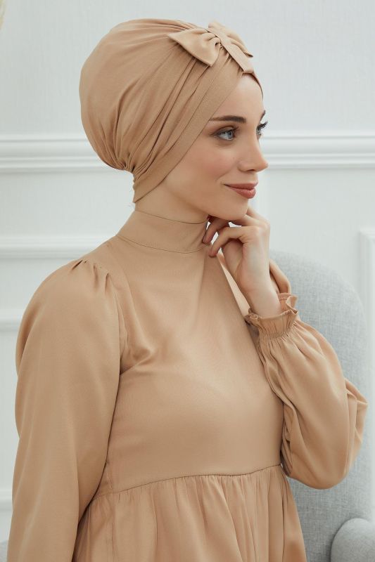 Önden Fiyonklu Bone,B-7 Sütlü Kahve - 4