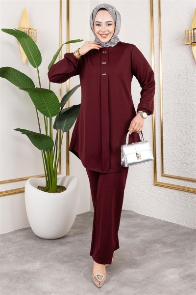 Önden Patlı Krep Takım BORDO - Thumbnail