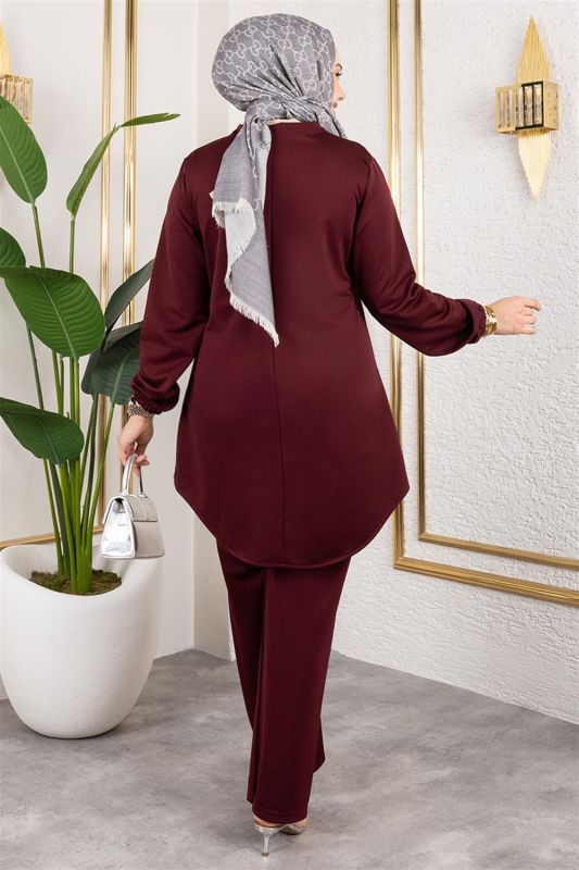 Önden Patlı Krep Takım BORDO - 4