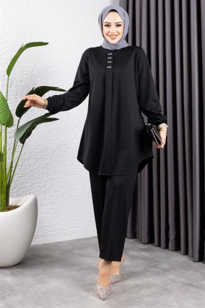 AYM - Önden Patlı Krep Takım SİYAH