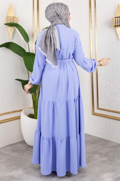 Önü Fırfır Detaylı Aerobin Elbise BEBE MAVİSİ - Thumbnail