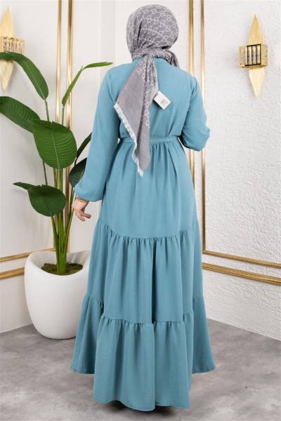 Önü Fırfır Detaylı Aerobin Elbise ÇAĞLA YEŞİLİ - Thumbnail