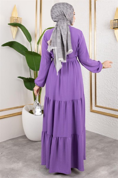 Önü Fırfır Detaylı Aerobin Elbise LİLA - Thumbnail