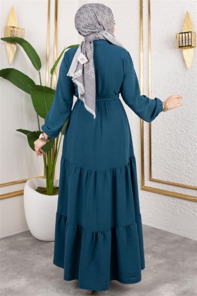 Önü Fırfır Detaylı Aerobin Elbise PETROL - Thumbnail