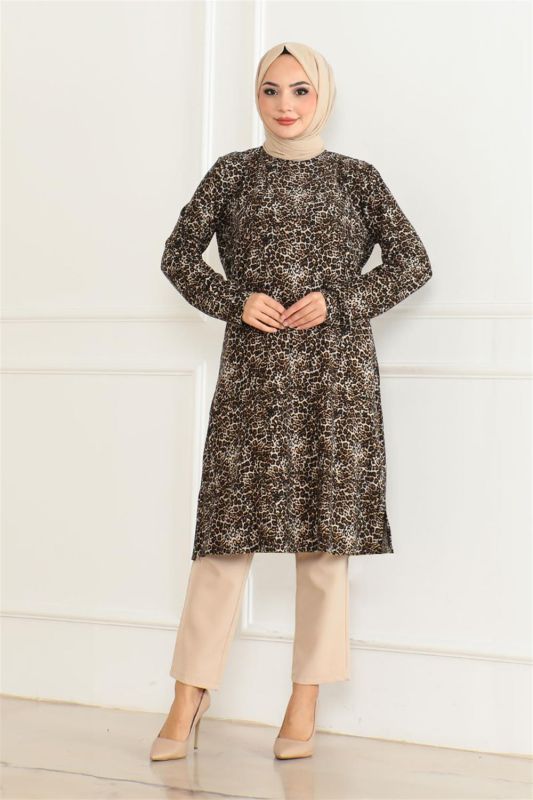 Örme Süet Tunik KAHVERENGİ - 1