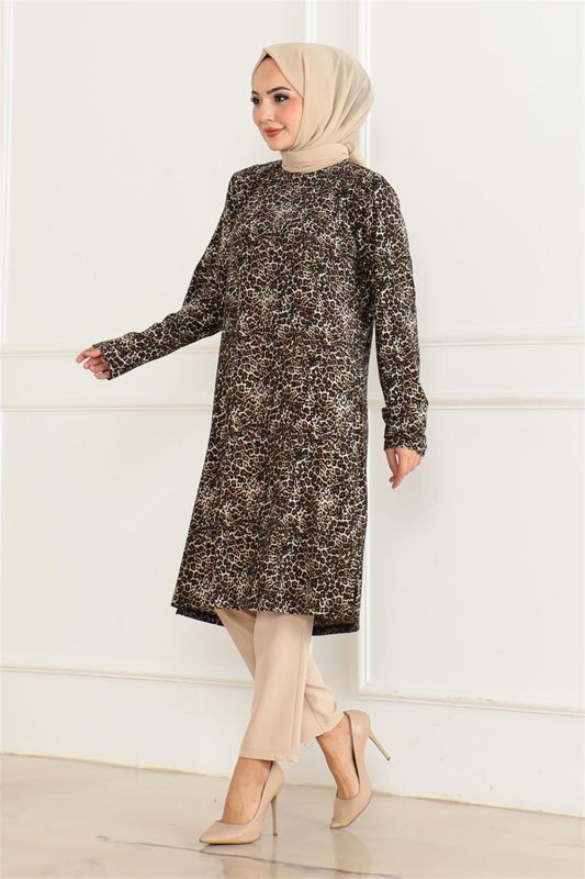 Örme Süet Tunik KAHVERENGİ - 2