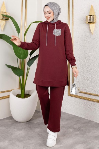 Parıltı Detaylı Spor Takım BORDO - Thumbnail