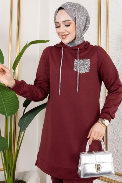 Parıltı Detaylı Spor Takım BORDO - Thumbnail