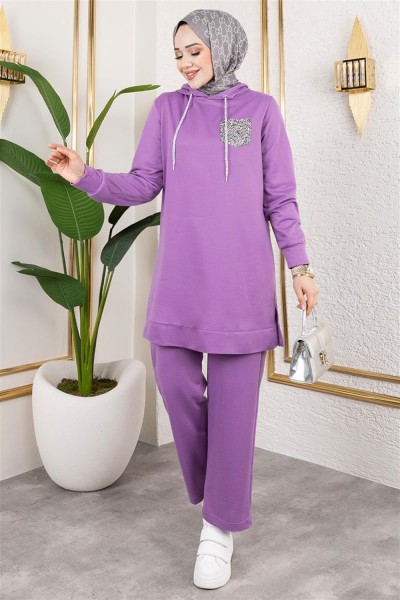 Parıltı Detaylı Spor Takım LİLA - Thumbnail