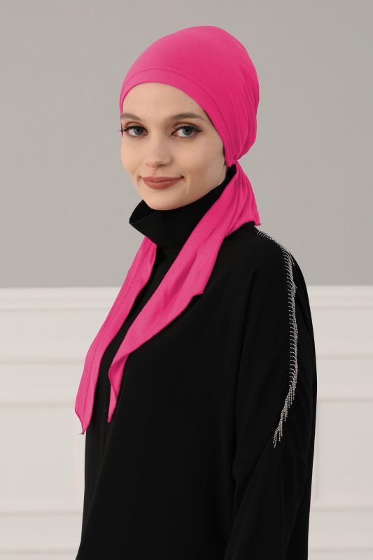 Combed Cotton Bonnet,B-47 Fuchsia - 2