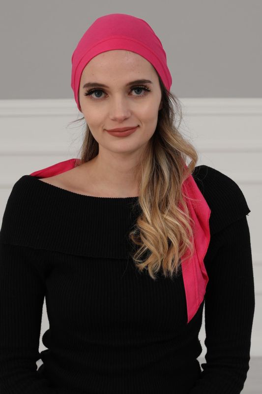 Combed Cotton Bonnet,B-47 Fuchsia - 5