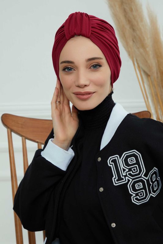 بونيه من القطن الممشط، B-68 أحمر كلاريت - 1