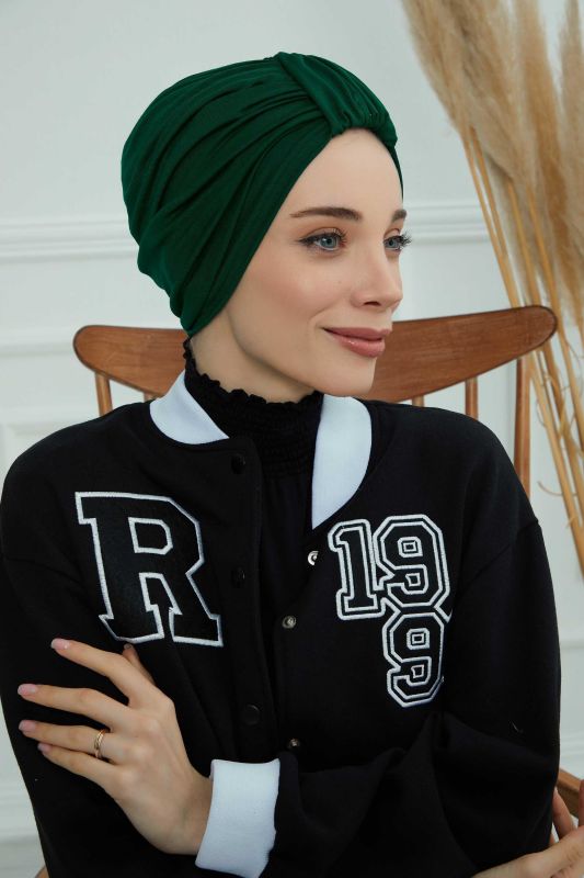Combed Cotton Bonnet,B-68 Dark Green - 2