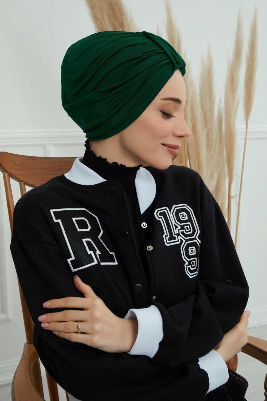 Combed Cotton Bonnet,B-68 Dark Green - 4