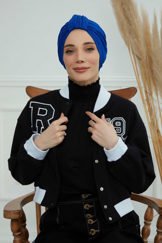 Combed Cotton Bonnet,B-68 Saks Blue - 2