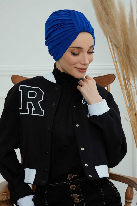 Combed Cotton Bonnet,B-68 Saks Blue - 3